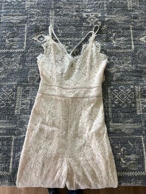 Lace Spaghetti Strap Romper in Light Blush